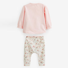 Load image into Gallery viewer, Pink Floral Baby Top And Leggings Set (0-18mths)