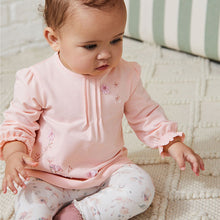 Load image into Gallery viewer, Pink Floral Baby Top And Leggings Set (0-18mths)
