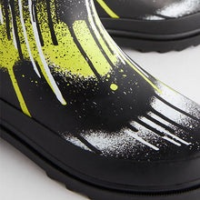 Load image into Gallery viewer, Black/Fluro Splat Rubber Wellies (Older Boys)