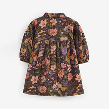 Load image into Gallery viewer, Chocolate Floral Print Cotton Shirt Dress (3mths-4-5yrs)