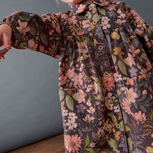 Load image into Gallery viewer, Chocolate Floral Print Cotton Shirt Dress (3mths-4-5yrs)