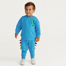 Load image into Gallery viewer, Blue Dinosaur Character Sweatshirt and Jogger Set (3mths-6yrs)