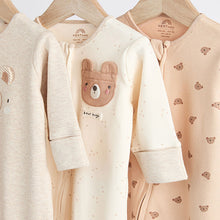 Load image into Gallery viewer, Neutral Baby Two Way Zip 100% Cotton Sleepsuits 3 Pack