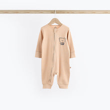 Load image into Gallery viewer, Navy/Tan Bear Baby Footless Zipped 100% Cotton Sleepsuits 3 Pack (0mths-2yrs)