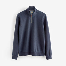 Load image into Gallery viewer, Navy Textured Long Sleeve Zip Neck Jumper