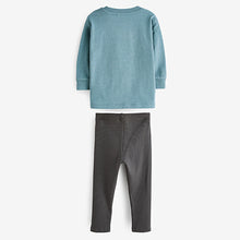Load image into Gallery viewer, Blue Long Sleeve T-Shirt and Leggings Set (3mths-6yrs)