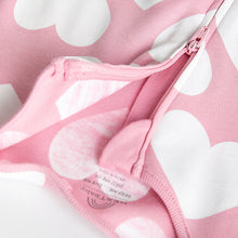 Load image into Gallery viewer, Pink/White Two Way Zip 100% Cotton Baby Sleepsuits 3 Pack