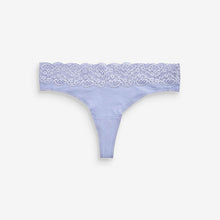 Load image into Gallery viewer, Pink/Purple/Cream Thong Cotton and Lace Knickers 4 Pack