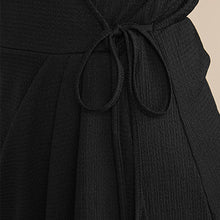 Load image into Gallery viewer, Black Short Sleeve V-Neck Wrap Mini Dress
