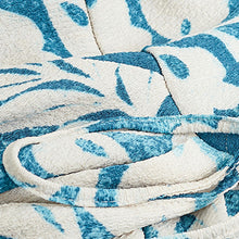 Load image into Gallery viewer, Teal Blue Leaf Print Short Sleeve V-Neck Wrap Mini Dress