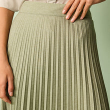 Load image into Gallery viewer, Green Khaki Pleated Midi Skirt