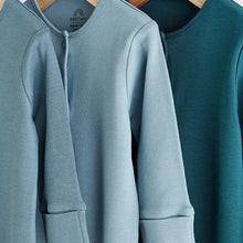 Load image into Gallery viewer, Petrol Blue Cotton Baby Sleepsuits 3 Pack (0-18mths)