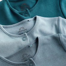 Load image into Gallery viewer, Petrol Blue Cotton Baby Sleepsuits 3 Pack (0-18mths)