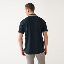 Load image into Gallery viewer, Navy Blue/Tan Brown Tipped Regular Fit Polo Shirt