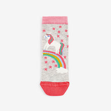 Load image into Gallery viewer, Pink 7 Pack Unicorn Cotton Rich Ankle Socks (Girls)