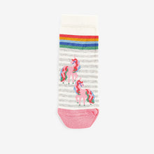 Load image into Gallery viewer, Pink 7 Pack Unicorn Cotton Rich Ankle Socks (Girls)