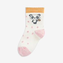 Load image into Gallery viewer, Pink and Yellow 5 Pack Cotton Rich Panda Character Ankle Socks (Girls)