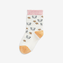 Load image into Gallery viewer, Pink and Yellow 5 Pack Cotton Rich Panda Character Ankle Socks (Girls)