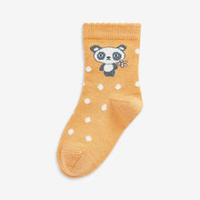 Load image into Gallery viewer, Pink and Yellow 5 Pack Cotton Rich Panda Character Ankle Socks (Girls)