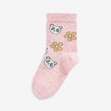 Load image into Gallery viewer, Pink and Yellow 5 Pack Cotton Rich Panda Character Ankle Socks (Girls)