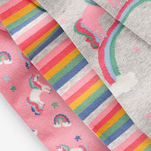 Load image into Gallery viewer, Blue, Pink and Grey 3 Pack Cotton Rich Unicorn Tights (1.5yrs-10yrs)