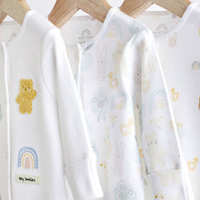 Load image into Gallery viewer, White Delicate Baby Sleepsuits 3 Pack (0-9-12mt)