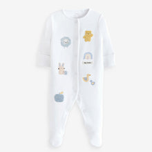 Load image into Gallery viewer, White Delicate Baby Sleepsuits 3 Pack (0-9-12mt)