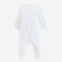 Load image into Gallery viewer, White Delicate Baby Sleepsuits 3 Pack (0-9-12mt)