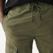 Load image into Gallery viewer, Khaki Green Regular Tapered Fit Stretch Utility Cargo Trousers