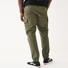 Load image into Gallery viewer, Khaki Green Regular Tapered Fit Stretch Utility Cargo Trousers