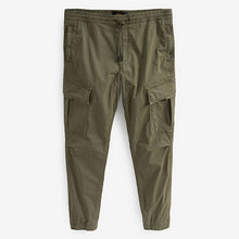 Load image into Gallery viewer, Khaki Green Regular Tapered Fit Stretch Utility Cargo Trousers