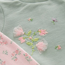Load image into Gallery viewer, Mint Green Floral Baby Cosy Sweater And Leggings 2 Piece Set (0mth-18mths)