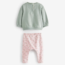 Load image into Gallery viewer, Mint Green Floral Baby Cosy Sweater And Leggings 2 Piece Set (0mth-18mths)