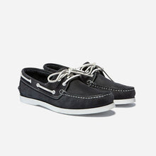 Load image into Gallery viewer, Men's Boat Shoes Nubuck Leather Navy Blue