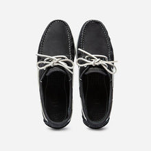 Load image into Gallery viewer, Men's Boat Shoes Nubuck Leather Navy Blue
