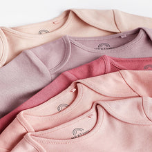 Load image into Gallery viewer, Pink 5 Pack 100% Cotton Essential Long Sleeve Baby Bodysuits