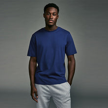 Load image into Gallery viewer, Blue Rich Regular Fit Essential Crew Neck Cotton T-Shirt