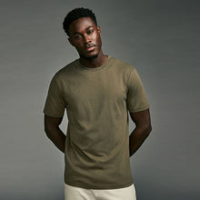 Load image into Gallery viewer, Green Khaki Slim Fit Essential Crew Neck Cotton T-Shirt