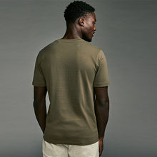 Load image into Gallery viewer, Green Khaki Slim Fit Essential Crew Neck Cotton T-Shirt