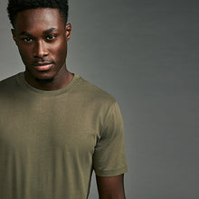 Load image into Gallery viewer, Green Khaki Slim Fit Essential Crew Neck Cotton T-Shirt