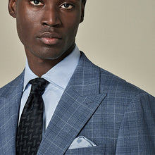 Load image into Gallery viewer, Blue Tailored Fit Wool Blend Check Jacket