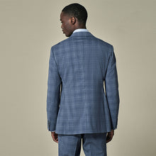Load image into Gallery viewer, Blue Tailored Fit Wool Blend Check Jacket