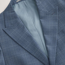 Load image into Gallery viewer, Blue Tailored Fit Wool Blend Check Jacket