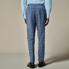 Load image into Gallery viewer, Blue Tailored Fit Wool Blend Check Trousers