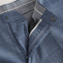 Load image into Gallery viewer, Blue Tailored Fit Wool Blend Check Trousers