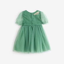 Load image into Gallery viewer, Green Embroidered Mesh Party Dress (3mths-6 yrs)