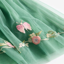 Load image into Gallery viewer, Green Embroidered Mesh Party Dress (3mths-6 yrs)