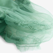 Load image into Gallery viewer, Green Embroidered Mesh Party Dress (3mths-6 yrs)