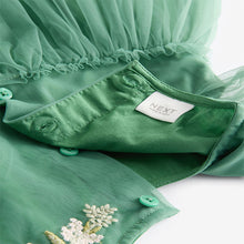 Load image into Gallery viewer, Green Embroidered Mesh Party Dress (3mths-6 yrs)