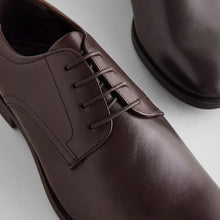 Load image into Gallery viewer, Brown Standard Fit Leather Plain Derby Shoes